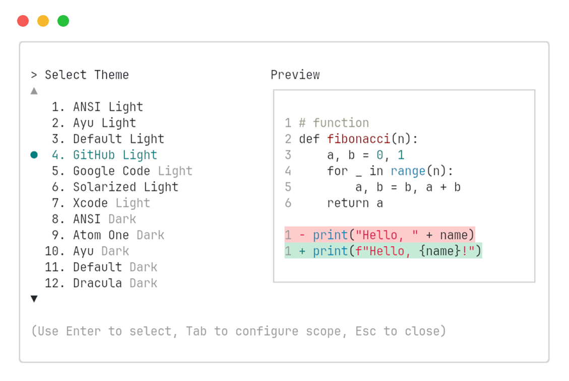 GitHub Light theme